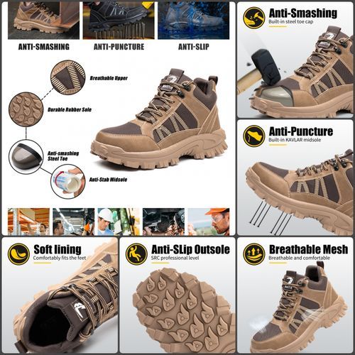 Safety Shoes Steel Toe Work Boots Fabric Upper Anti-Smash Anti-Puncture