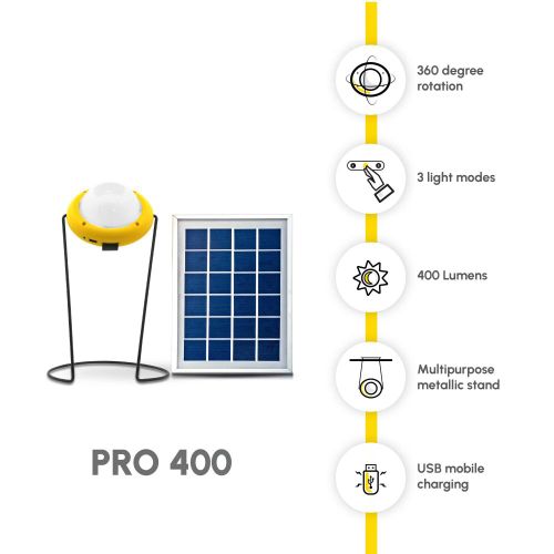 SunKing Pro 400 Super Bright Emergency Solar Light - Yellow