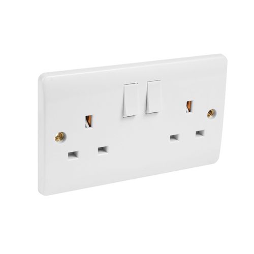 Gt Original Durable Double Wall Socket 2 Gang - White