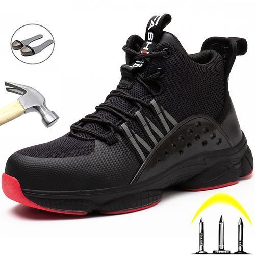 Lightweight Safety Shoes Men Work Sneakers Work Boots-Black
