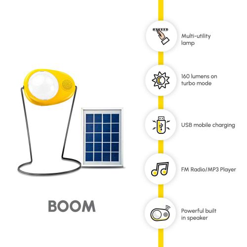 SunKing Boom 3 in 1 Solar Lamp with Radio & USB Charging