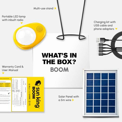 SunKing Boom 3 in 1 Solar Lamp with Radio & USB Charging