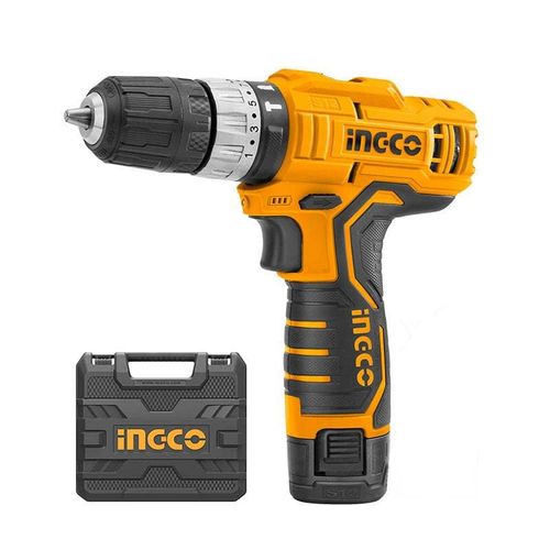 INGCO Cordless Drill CIDLI1232E, 12V, 20NM + 2x battery 1.5Ah - Black / Orange
