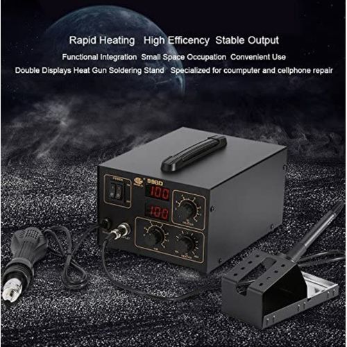 AC  LCD Soldering Station Rework Station Hot Air Gun ICs SMD Solder - Black