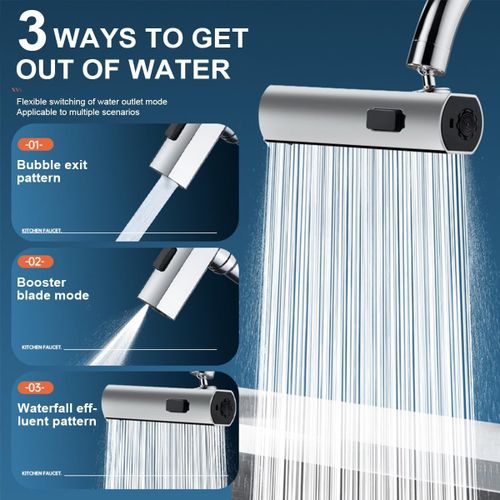 3 In 1 Waterfall Kitchen Faucet, Spray Mode, 360° Swivel Faucet, Faucet Adapter