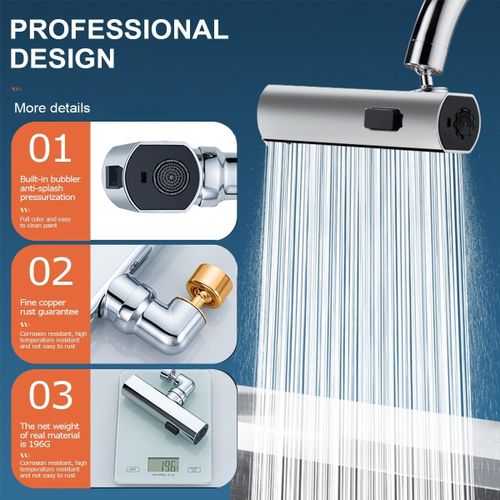 3 In 1 Waterfall Kitchen Faucet, Spray Mode, 360° Swivel Faucet, Faucet Adapter