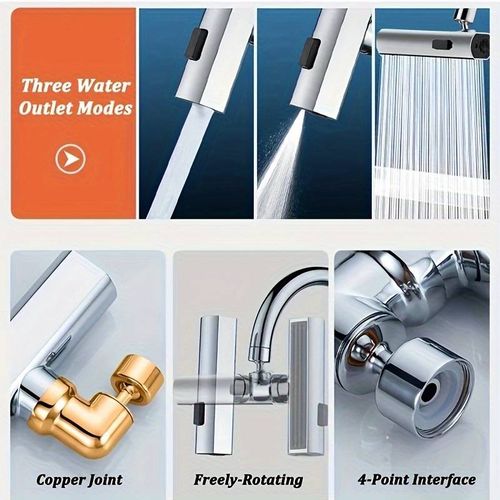 3 In 1 Waterfall Kitchen Faucet, Spray Mode, 360° Swivel Faucet, Faucet Adapter