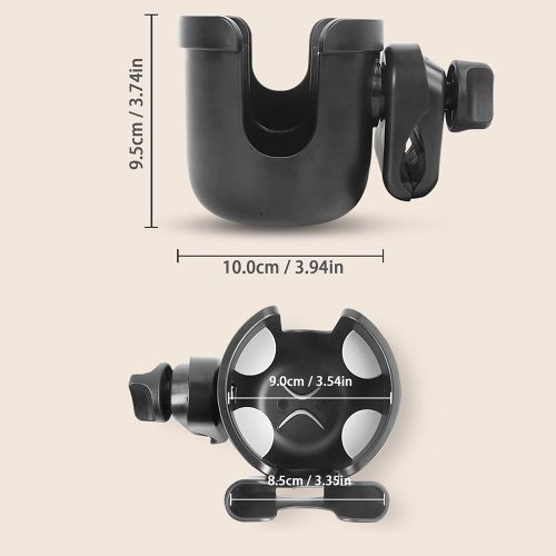 Stroller Cup Holder 2 in 1 Phone & Bottle Holder with Anti-slip Pad Universal Cup Holder Rack for Buggy with Adjustable Clamp NO5137