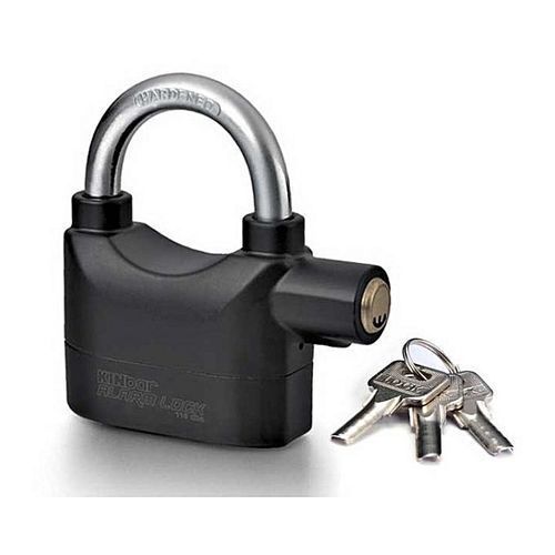 Kinbar Siren 110db Alarm Padlock, Zinc Alloy - Black