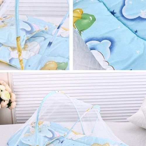 1PC Infant Mosquito Net Multifunctional universal Folding Crib Netting Children Summer Supplies Travel Bed Blue