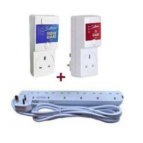 Sollatek TV Guard and Fridge Guard Plus Free 6-way Extension - White