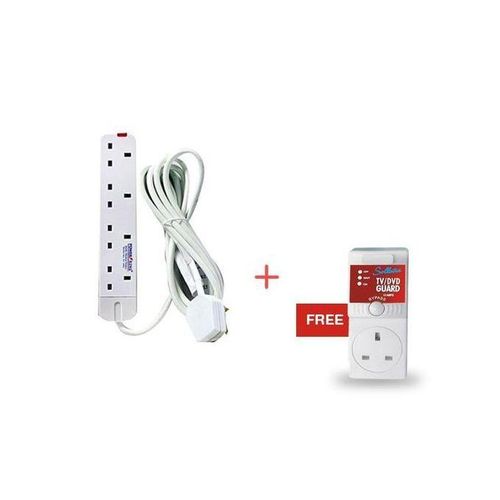 Pack Of Original TV Guard-13Amps+ 4 Way Extension Cable- White