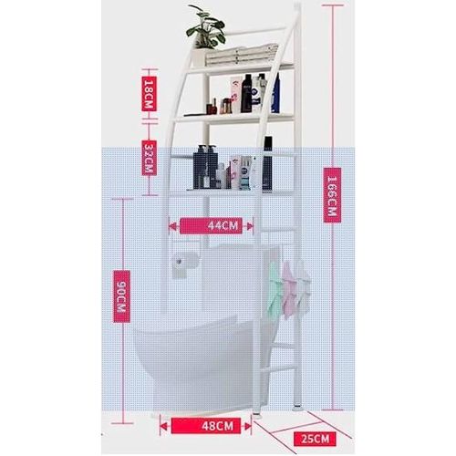 Metal Toilet Cabinet Shelving Kitchen Bathroom Space Saver Shelf Organizer Holder New, Generic, White