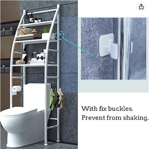 Metal Toilet Cabinet Shelving Kitchen Bathroom Space Saver Shelf Organizer Holder New, Generic, White