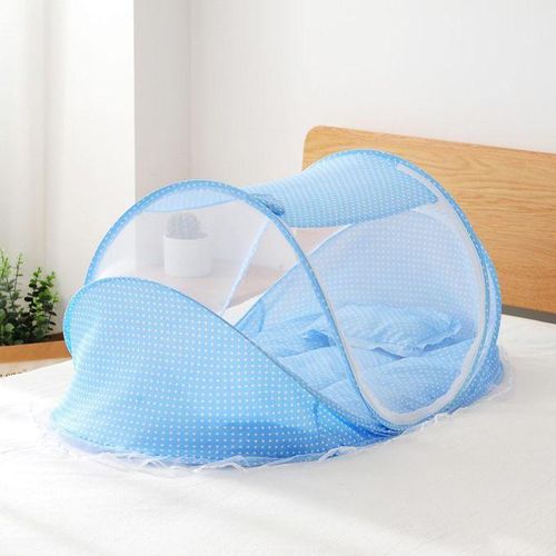 1pc Baby Mosquito Net Foldable Rabbit Encrypted Portable Net for Baby 0-3 Years Old Blue2