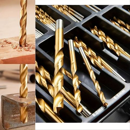 100pcs Twist Drill Bit, Titanium Plated High Speed ​​Steel Drill Bit Set, Straight Drill Bit, Round Shank