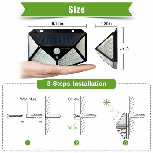2PCS/LOT Solar LED Outdoor Intelligent Light Controlled Wall Lamp