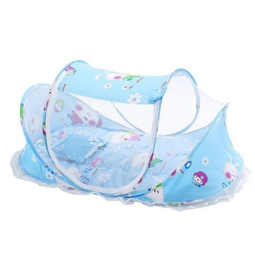 1pc Baby Mosquito Net Foldable Rabbit Encrypted Portable Net for Baby 0-3 Years Old Blue1