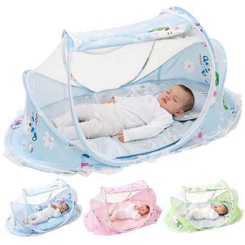 1pc Baby Mosquito Net Foldable Rabbit Encrypted Portable Net for Baby 0-3 Years Old Blue1