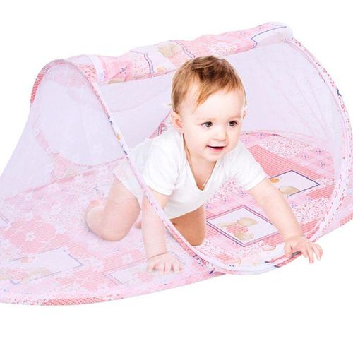 1pc Baby Mosquito Net Multifunctional Folding High Density Baby Cot Crib Nets Cover Folding Crib Netting for Children Summer Supplies Travel Bed Pink