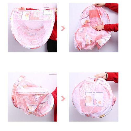 1pc Baby Mosquito Net Multifunctional Folding High Density Baby Cot Crib Nets Cover Folding Crib Netting for Children Summer Supplies Travel Bed Pink