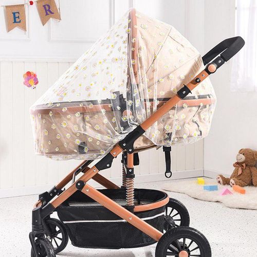 1pc Baby Stroller Mosquito Net Universal Printed Mesh Mosquito Cover Breathable Foldable Netting Black
