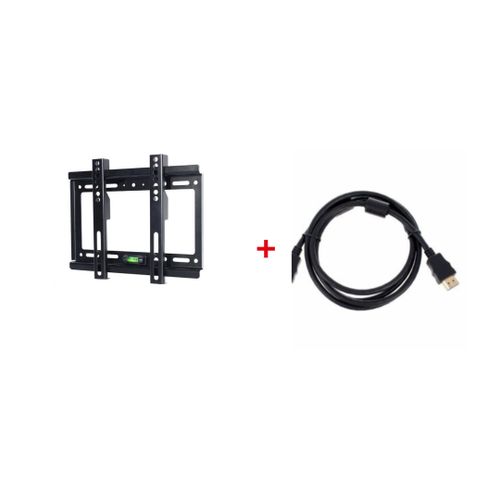 Bundle Of Wall Mount For 14 to 42 Inch & 1.5 Metres Hdmi Cable - Black