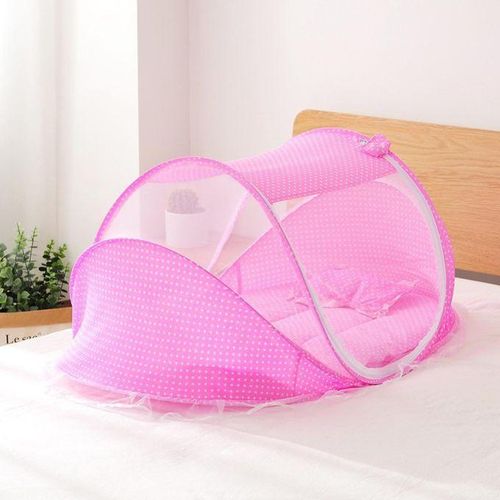 1pc Baby Mosquito Net Foldable Rabbit Encrypted Portable Net for Baby 0-3 Years Old Pink2