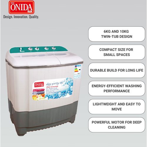 Onida Plus 6kg Twin Tub Washing Machine - White(2 Yrs WRTY)