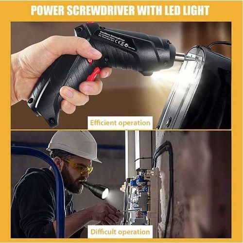 Portable Wireless Electric Screwdriver With Circulating Battery Drive - Capable Of Illumination