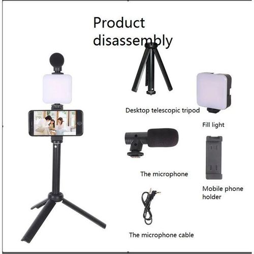 Other Video-Making Kit PK-772 - Microphone - Tripod - LED Lighting - Remote Black