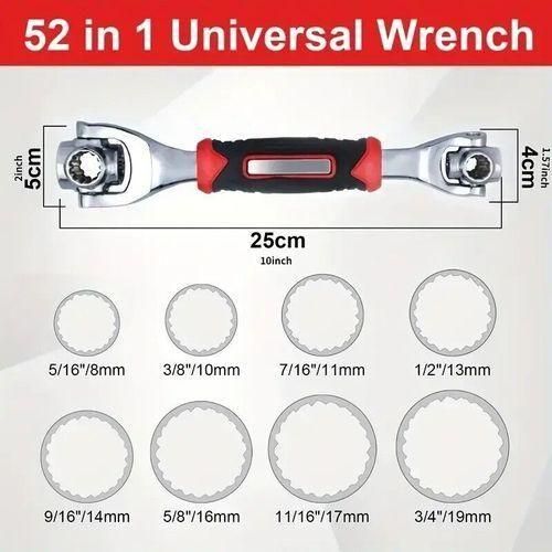 52 In 1 Wrench Tool Set, 360° Swivel Head, Universal Wrench, 8-19mm, Hardware Tools