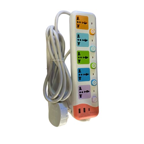 Longan 4 Way Extension Cable With USB Ports-White