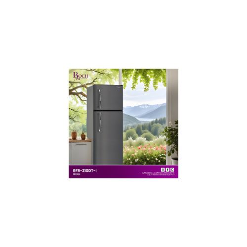 Roch 210 Liters Double Door Top Freezer Defrost Fridge – Inox(2YRS WRTY)