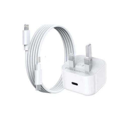 IPhone 20w USB-C FAST CHARGING Power Adapter with a white cable