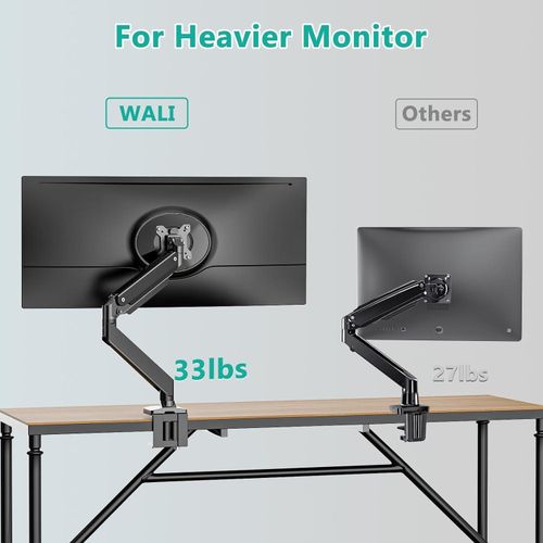 Single Monitor  Desk Mount, Heavy Duty Monitor Arm for Ultrawide Screen up to 35 inch, 33 lbs. Fully Adjustable, Mounting Holes 75 and 100 (GSM001XL), Black