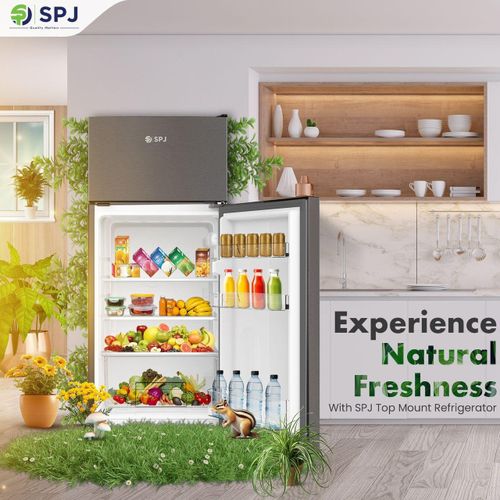 SPJ 140 Liters Double Door Top Freezer Fridge – Silver – (5 YR WRNTY)