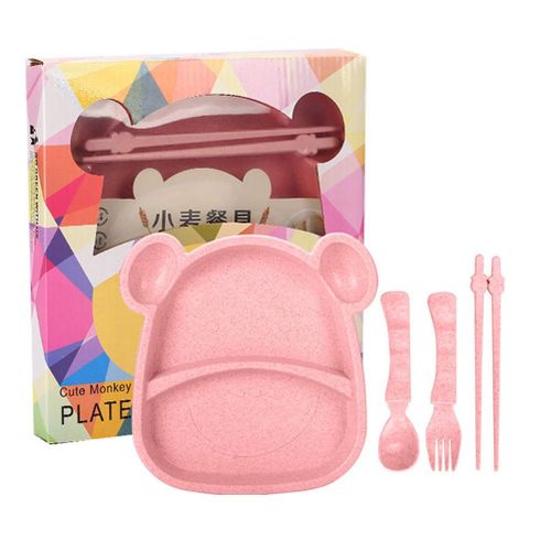 Tableware Baby Dishes Tray Breakfast Tray Grid Plates Safe Portable Gifts for Children,Pink NO5119