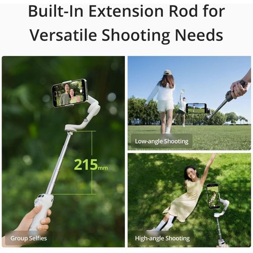 Dji OSMO Mobile 6 Smartphone Gimbal Stabilizer, 3-Axis Phone Gimbal, Built-In Extension Rod, Android and iPhone Gimbal, Vlogging Stabilizer, Platinum Gray, UAE Version with Official