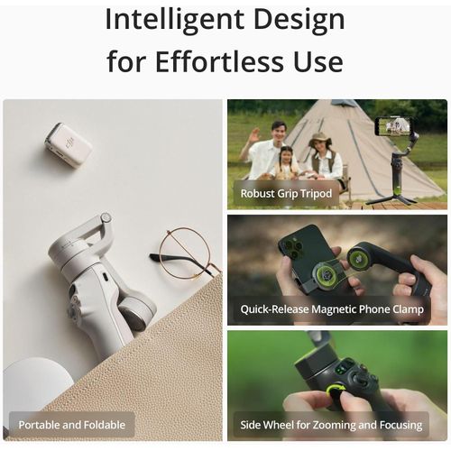 Dji OSMO Mobile 6 Smartphone Gimbal Stabilizer, 3-Axis Phone Gimbal, Built-In Extension Rod, Android and iPhone Gimbal, Vlogging Stabilizer, Platinum Gray, UAE Version with Official