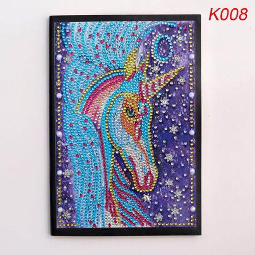 6 Types Owl Unicorn 56 Pages Diamond Notebook DIY Embroidery Cross Stitch A5 Diary Book Purple