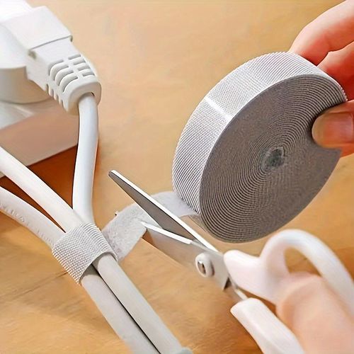 2 Pcs Adjustable Long Reusable Hook and Loop Fastening Tape for Cable Management and Organization - Easy to Use, Durable, and Adjustable Solution for Data Cables, Wires, and Cords