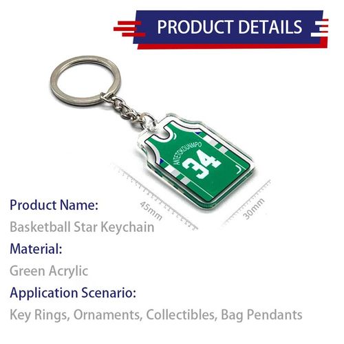 Basketball Star Jerseys Keychain Acrylic Hd Double Sided Printing Bag Jersey Hanging Ornaments Creative Collection