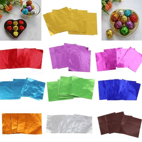 5 Set Of 100 Square Aluminum Foils Candy Chocolate