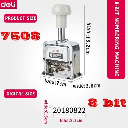 Deli 7506-7515 Heavy Automatic Numbering Machine 3-15 Bits/ Wheel Date Page Business Stamp For Financial Bank-8bits