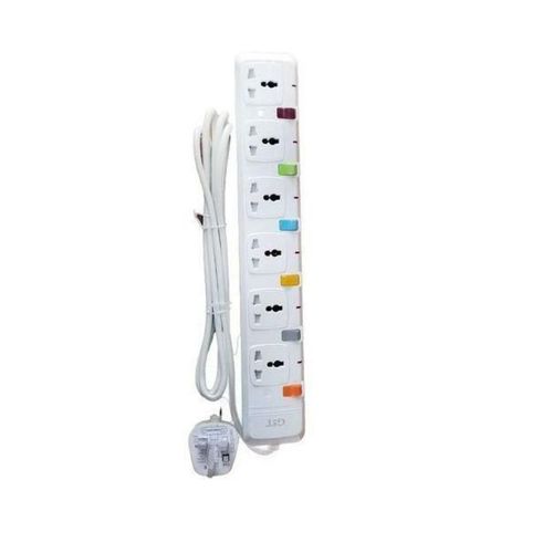 G & T Original 6 Way Universal Heavy Duty Extension Cable - White