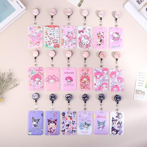 Cartoon Hello Kitty Retractable Clip ID Holder Women Door Badge Reel Yoyo Girls Cardholders Nurse Hang Credential Buckle