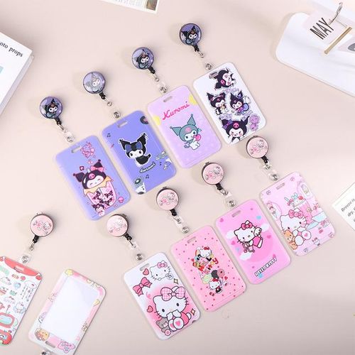 Cartoon Hello Kitty Retractable Clip ID Holder Women Door Badge Reel Yoyo Girls Cardholders Nurse Hang Credential Buckle