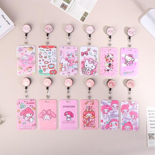 Cartoon Hello Kitty Retractable Clip ID Holder Women Door Badge Reel Yoyo Girls Cardholders Nurse Hang Credential Buckle