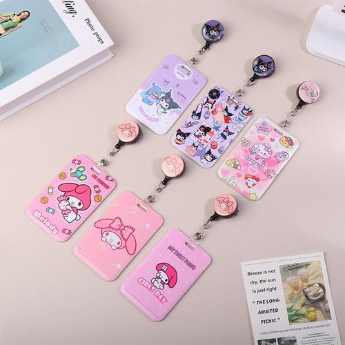 Cartoon Hello Kitty Retractable Clip ID Holder Women Door Badge Reel Yoyo Girls Cardholders Nurse Hang Credential Buckle